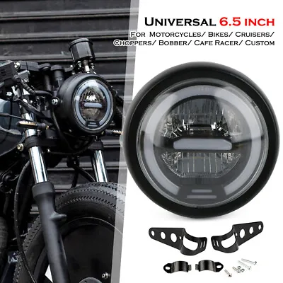 6.5'' Motorcycle Universal LED Headlight & Bracket For Harley Bobber Cafe Racer • $44.64