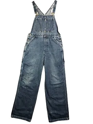 $39 • Buy Tommy Hilfiger Overalls Women Large Blue Denim Overalls Carpenter Bibs Work Wear