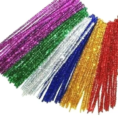 55-165pcs Metallic Infuse Pipe Cleaner Chenille Craft Sticks 6 Asst Colours 30cm • $5.45