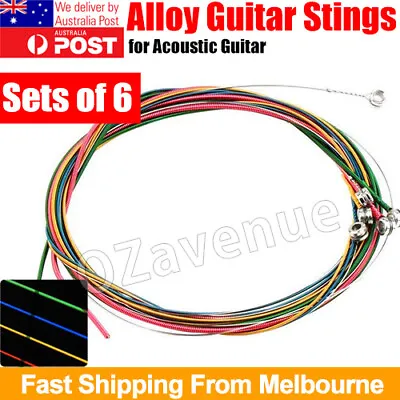 $5.45 • Buy Set Of 6 Rainbow Color Acoustic Guitar Strings