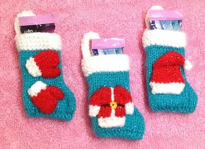 KNITTING PATTERN - 8cms Santa Stocking - Father Christmas Hat Jacket Mittens • £3.25