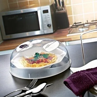 Microwave Food Plate Dish Cover Kitchen Cooking Vented Handle Clear Lid • £6.75