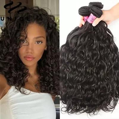 UNice Natural Wave Bundles Human Hair Extensions Mongolian Wavy Hair Weaves Weft • $44.01