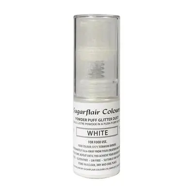 Edible Food Colouring Sugarflair Powder Puff Glitter Dust Spray White 10g • £9.62