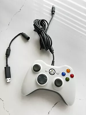 Microsoft Xbox 360 Wired Controller OEM White W/USB Breakaway Cable Tested OEM • $29.90