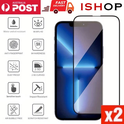 $7.99 • Buy Tempered Glass Screen Protector For IPhone 14 13 12 11 Pro 8 7 PLUS XR XS Max