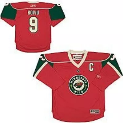 Reebok Youth Mikko Koivu Minnesota Wild Player Hockey Jersey-Red/Green Large/XL • $39.99