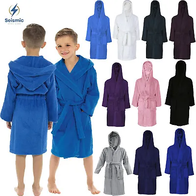 Terry Towel Bathrobe Kids Boys Girls Dressing Gown Towelling Bath Robe All Sizes • £11.69