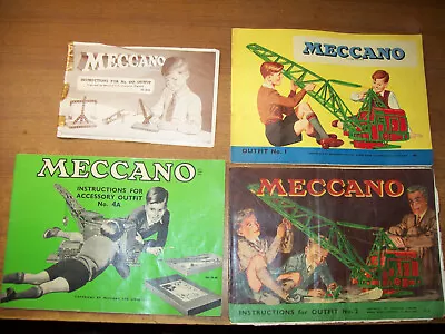 £3.99 • Buy Meccano Instruction Leaflets For Sets 00, 01, 02, 4A. Vintage, Well Used