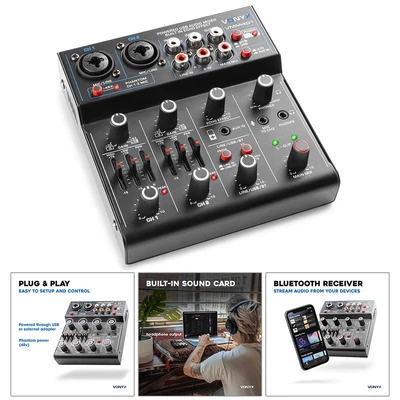 £58.99 • Buy Vonyx VMM401 4-Channel Desktop PA Mixer With USB Audio Interface And Bluetooth