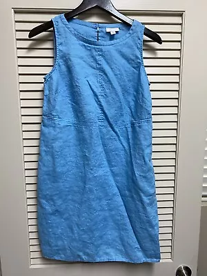 J.Jill Love Linen Dress Size XS Petite Blue 100% Linen Soft Lightweight Beach • $34.95