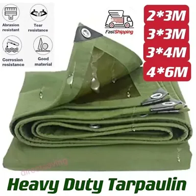 4 Size 4X6 Army Heavy Duty Waterproof Canvas Tarp Tarpaulin Sun BlockedDustproof • $53.19