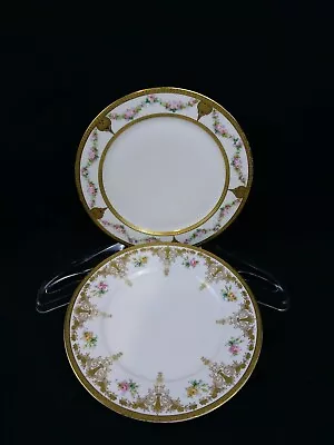 2 Gold Encrusted Dinner Plates Charles Martin Limoges France Handpainted Roses  • $49.99