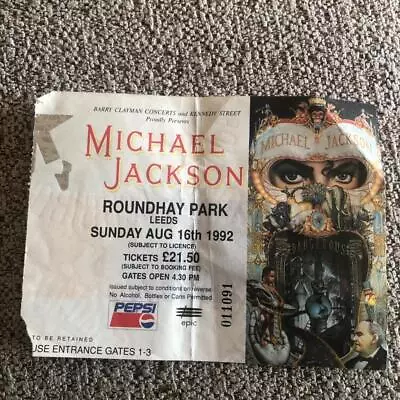 Michael Jackson Ticket Roundhay Park Leeds 16/08/92 Dangerous Tour #011091 • £20