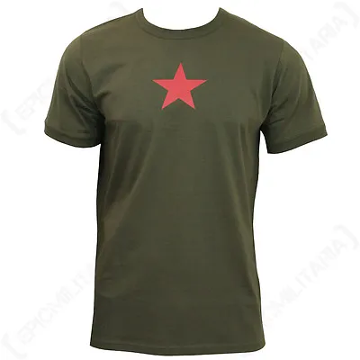 Olive Green Soviet Red Star T-Shirt - Russian T Shirt Top Cotton New All Sizes • £12.95