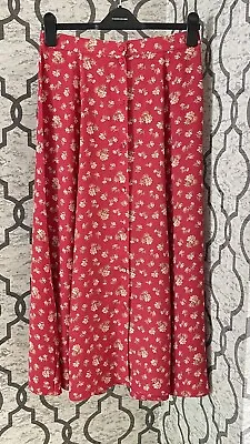 LAURA ASHLEY Red Floral Skirt Waist Measures 28” • £9.99