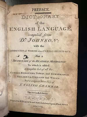 1806 Johnson's Dictionary Of The English Language In Miniature * Leather • $151.99