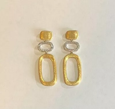 Marco Bicego Murano 18K Brushed Gold & Diamond Drop Earrings 0.18 Ctw Post Backs • $1799