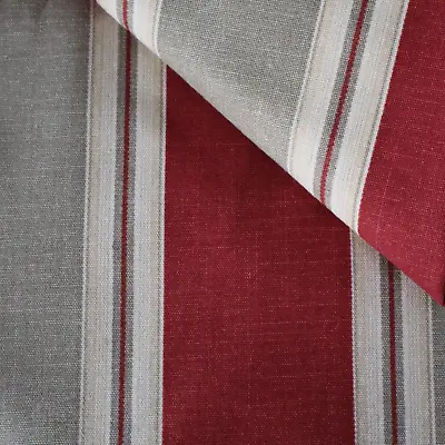 Vintage Waverly Home Fabric  Country Club  Red Khaki Tan Ticking Stripe 15 Yds • £117.02