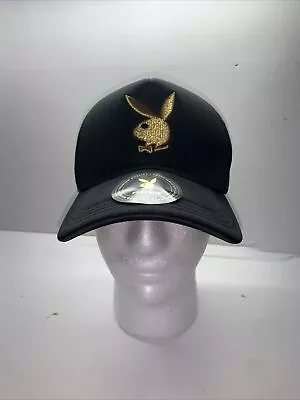 Playboy Hat Cap Black Gold Rush Mesh Trucker Foam Snapback Snap Back Bunny Lids • $8