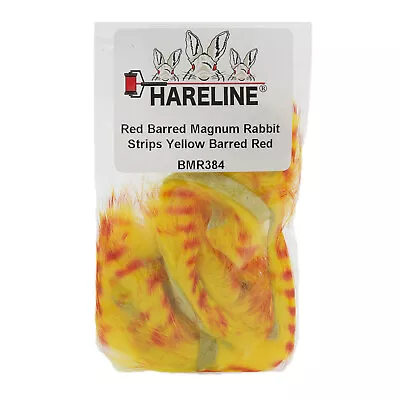 Hareline Barred Magnum Rabbit Strips #384 Yellow Barred Red • $9.84