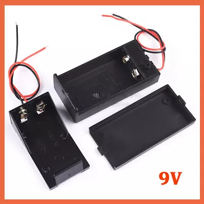 9V Battery Case Box Holder Connector Enclosed Switch Connection Wires Cable • £1.74