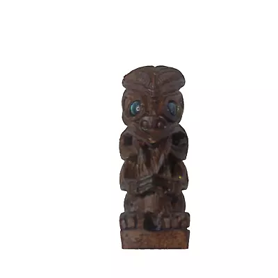 Maori New Zealand Islander Statue Figurine Idol Tiki Shell Eyes Resin Size 7cm • $12.36