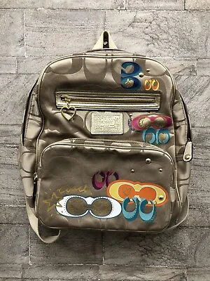 COACH Limited Edition Poppy Graffiti Signature Large Backpack Good Condition • $104.99