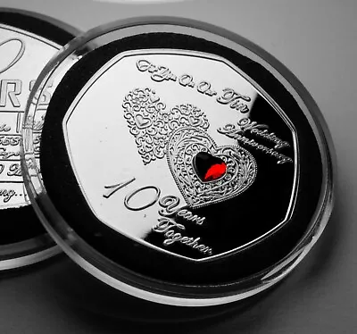 On Our 10th TIN WEDDING ANNIVERSARY Commemorative. Capsule. Gem. Gift. 10 Years • £9.99