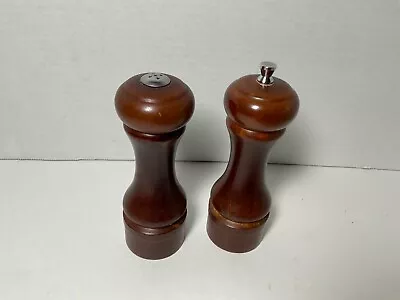 Vintage Mr. Dudley Salt And Grinder Pepper Shakers Wooden Pre Owned • $25.93