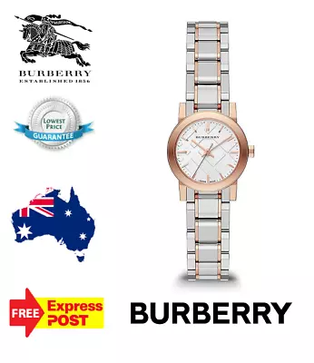 New Burberry 'the City' Bu9205 Rose Gold/silver Check Womens Quartz Watch • $309.99