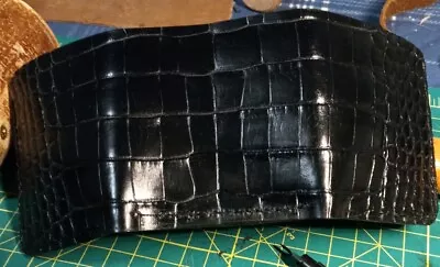 Genuine Black Alligator Trifold Wallet Mens Handmade • $199