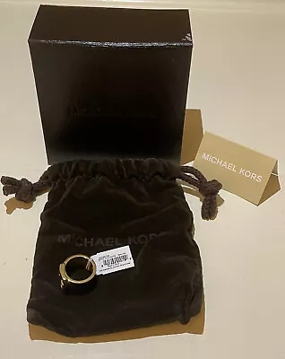 Michael Kors Gold Tone S/steel+navy Blue Belt Buckle Style Ring Size:6 • $129.99