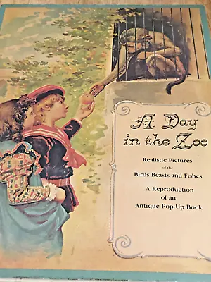 A DAY IN THE ZOO Antique Pop-Up Book Reproduction Viking Press Kestrel 1980 HC • $20.99