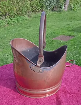 Vintage Copper Coal Scuttle Hod Or Bucket 11 Inches Front To Back • £22.50