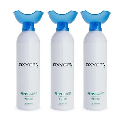 £49.99 • Buy 3 X OXYGEN 9L OXYGEN THERAPY OXYGEN IN A CAN PEPPERMINT FLAVOUR COPD ASTHMA