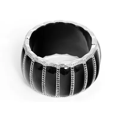 MIRIAM SALAT SCALLOP BLACK RESIN AND BLACK TOPAZ CUFF BRACELET Item# J672 • $660