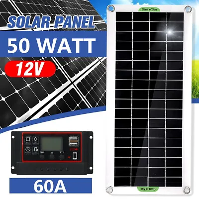 50W Solar Panel For Car Boat Caravan Camper Trickle Battery Charger Power Bank • £23.19