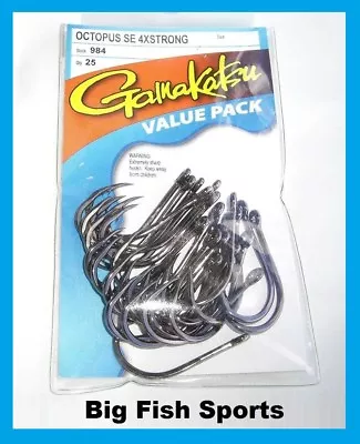 GAMAKATSU #984 4X STRONG OCTOPUS SE HOOKS Value Pack 6/0 98416-25 NEW! • $23.98