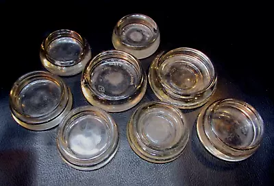 Group Eight Various Old 1950s Clear Heavy Glass 8 Vintage Furniture Leg Coasters • $35