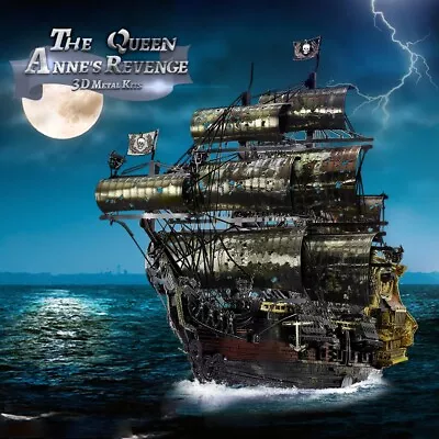 Piececool 3D Metal Puzzle The Queen Anne's Revenge Jigsaw Pirate Ship DIY Model • £49.99