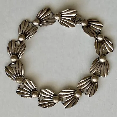 Vintage DENMARK Max Standager Sterling Silver Bracelet 925 Leaf Ball Design 7.5” • $85