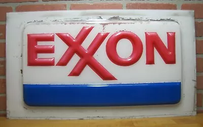 EXXON Original Gas Station Sign Red White Blue Americana Embossed Blow Mold Ad • $395