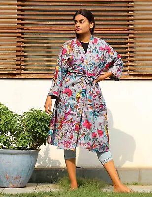 $60.97 • Buy Indian Screen Prited Kaftan Kimino Printed Kaftan Cotton Kaftan Dress Cotton 