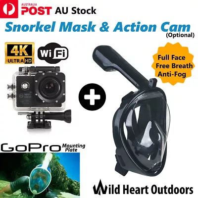 $20.95 • Buy Full Face Snorkel Mask Scuba Diving Snorkelling Set For GoPro Free Breath Swim F