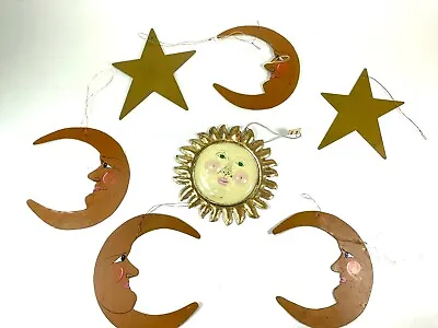 Vtg Wind Chime Crib Mobile Pcs Anthropomorphic Crescent Moon Celestial 7 PCs • $16.99