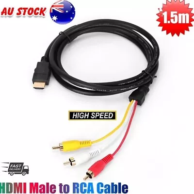 HDMI Male To 3 RCA(RedYellowWhite) Audio Video AV Transmit Cable Cord Adapter • $8.99