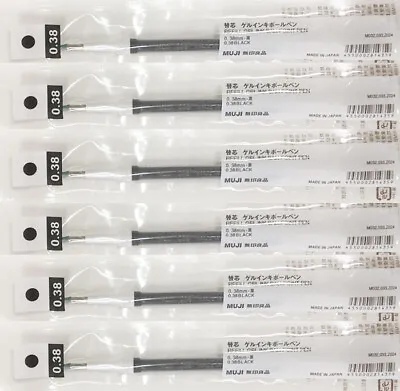 Muji Gel Ink Ballpoint Pen Refills Black 0.38mm Pack Of 6 - For Muji Gel Ink • $5.99