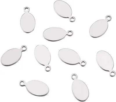 Metal Stamping Blanks Stainless Steel Oval Charms Engraving Tags Rectangle 10pcs • $5.99