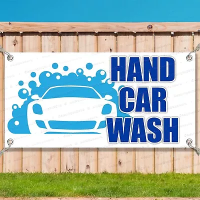 HAND CAR WASH Advertising Banner Vinyl Sign DETAILING SERVICES Washing V2 • $147.47